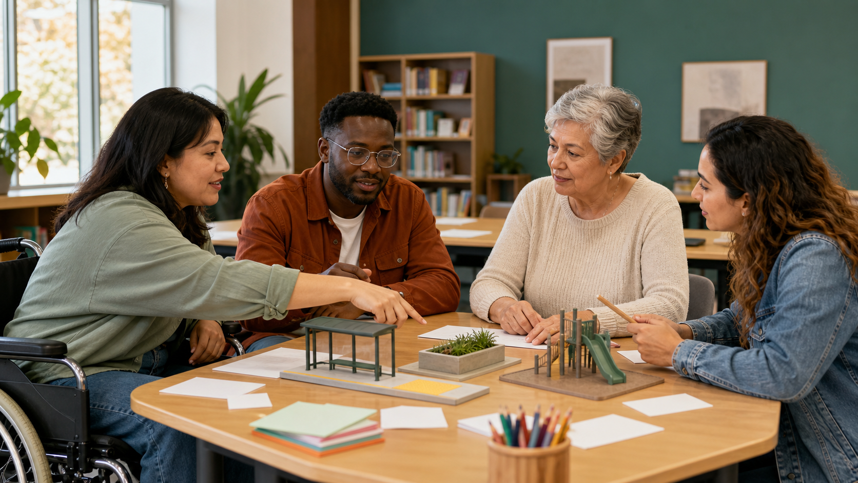 Residents developing accessible neighborhood project proposals with simple physical models